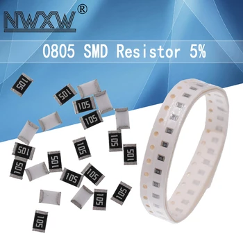 100VNT 0805 Chip Rezistorius 1/8W SMD 5% 10M 1K 2.2 K K 100K 0 1 10 470 150 220 330 omų 1R-10R 100R 150R 220R 820R
