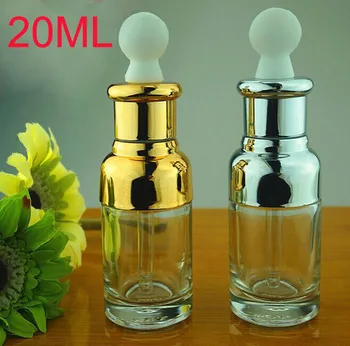100vnt 20ml Sidabro ir aukso eterinio aliejaus stiklo buteliukas su lašintuvu UV plastiko dangtelį,stiklo užkratas 20ml pakavimo, didmeninės 0