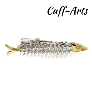 Prisegamas Vyrų Mados 3D Žuvų Kaulai, prisegamas Aukso Spalvos Vyriškos Verslo Dovana Mens Papuošalai pagal Cuffarts T10015
