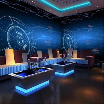 Milofi3D trimatis mėlyna mechaninė abstrakčiai technologijų apygardos valdybos Interneto kavinė KTV fono sienos 0