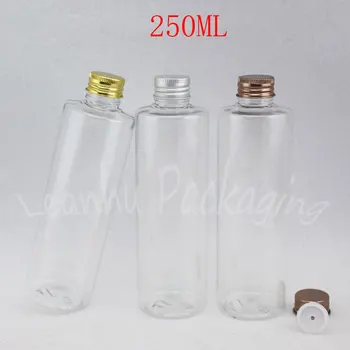 250ML Skaidrus Buteliukas Su Užsukamu Aliuminio , 250CC Šampūnas / Losjonas / Vandens Pakuotės, Buteliai , Tuščios Kosmetikos Bakas 0