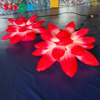 Pripučiami Lotoso Gėlė, Pripučiami Žemės Apdailos Apšvietimo Bloom su spalvotu LED Lemputė Šalies Atveju Etapas