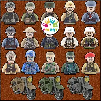 Vaikams Žaislai WW2 Blokai Armijos Karių Mini figūrėlių, Karinis Dviratis Ginklai Plytų Žaislai didmeninė parduotuvė