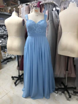 Kašmyras Mėlynos spalvos nėriniais, šifono ilgai bridesmaid suknelę 2022 Klostes V-kaklo luckgirls Atgal dirželiai mados mocini pritaikyti