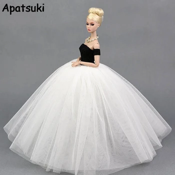 Juoda Balta Vestuvinė Suknelė Lėlės Drabužius Barbie Lėlė Princesė Vakare Šalies Drabužius Nešioja Ilgas Sukneles Barbie Lėlių namelis 0