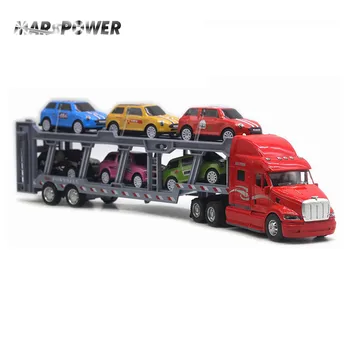MARSPOWER Naujas 1:48 Sunkvežimis Su 6PCS Mini Metalo Lydinio Diecast Automobilių Žaislai, Transporto priemonės, Vežėjas, Sunkvežimių, Automobilių, Žaislų, Dovanų Kolekcija 0