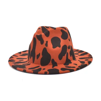 Žiemą karvės leopardas spausdinti džiazo fedora kibiro kepurę moterims, lauko šiltos saulės, skrybėlę, minkštas žvejys skrybėlę ponios mados panama