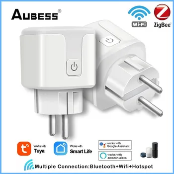 Aubess WiFi/Zigbee Smart Plug ES 20A, Adapteris, Valdymo Balsu Elektros Energijos Monitorius Lizdo Laikmatis Lizdas Alexa 