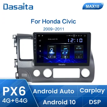 Dasaita Android 10.0 Automobilių GPS navigacija Honda Civic 2007 2008 2009 2010 2011 1 Din 10.2