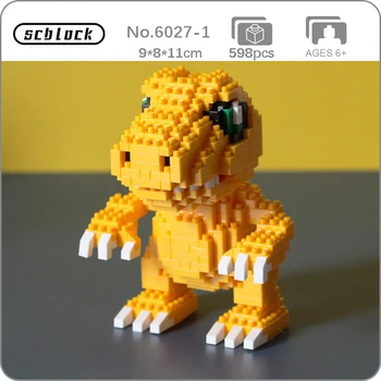 Gejia 6027-1 Anime Digimon Agumon Dragon Skaitmeninis Monstras Naminių Gyvūnų Mini Diamond Blokų, Plytų Pastatas Žaislas Vaikams ne Lauke