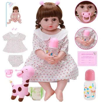 55CM Reborn Baby Doll Princesė Bamblys Mergina Minkšta viso Kūno Silikono Kalėdų Dovana Vonia Lėlės Kolekcionuojamų 0