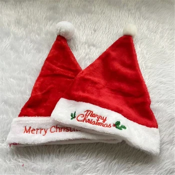 Pliušinis Santa Hat Minkštas Kalėdų Skrybėlę Kalėdų Šalis Skrybėlę galvos apdangalas Šalies Naudai Kalėdų Šalis Dekoro Santa Kostiumas DXAA