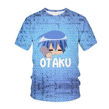 OTAKU 3D Atspausdintas T-Shirt Anime Lucky Star Streetwear Vyrai Moterys Mados O-Neck T Shirt Harajuku Negabaritinių Tees Viršūnes Unisex Tshirts