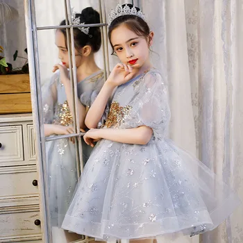 Elegantiškas Merginos Princesė Suknelė Karoliukai China Diržo Vestuves Tutu Purus Suknelė Vaikai Vaikai Vakarą Oficialią Konkurso Vestidos