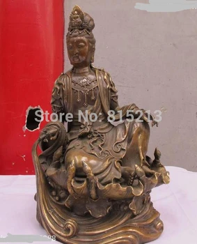 bi0011629 Kinijos Tibeto Budizmo Klasikinio Bronzos Lotus Guan Yin Kwan-Yin Statula