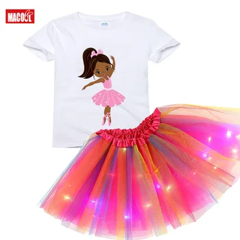 Vaikai Tutu Sukneles Nustatyti Mergaitės Tutu Princesė Šalis Suknelės su LED Žibintai Gėlių Gimtadienio Cosplay Kostiumų 2021 Mergina Drabužių