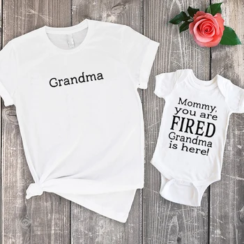 Močiutė Yra Čia, Marškinėliai Atitikimo Komplektus Baby Girl Drabužiai 2022 Mados Šeimos Drabužių Rinkiniai Big Sister Nauja Mamytė ir Man Drabužius