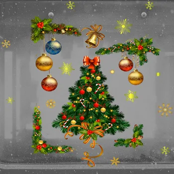 Kalėdų Kamuoliukus Lango Stiklo Sienų Lipdukai Festivalis Lipdukai Santa Freskomis, Naujieji Metai, Kalėdiniai Papuošalai, Namų Dekoro Lipdukai