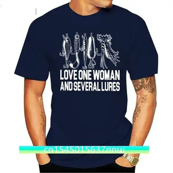 Patinka Viena Moteris Ir Keli Jaukų T Marškinėliai Vyrams Žvejybos, Žvejams ir Medžioklės Viršūnes Juokinga T-Shirt O Kaklo 100% Medvilnės Tees
