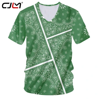 CJLM Vyrų Žalia V-Kaklo marškinėliai 3D viso Kūno Spausdinti Aukštos Kokybės marškinėliai Žolės Spalva Taisyklė Gėlių Tees Meno Linija Totem Negabaritinius 0