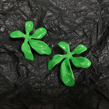 Žalia emalį gėlių auskarai Europos prancūzų perdėti rankų darbo, aukštos kokybės klasikiniai didelės metalo žiedlapis bižuterijos