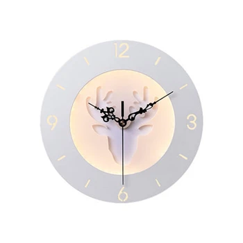 Laikrodis Sieninis Žibintas Kambarį Fono Sienos Kabo Lempa, Naktiniai staleliai, Lempa, Miegamojo, Vaikų Kambario Elnių Galvos Modeliavimas Lempos