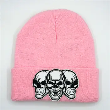 medvilnės kaukolė siuvinėjimo Tirštėti megzti skrybėlę žiemą šiltą kepurę Skullies bžūp beanie skrybėlių vyrams ir moterims