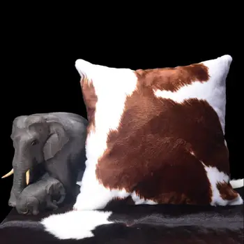 Modernus Dizainas, Rudos, Juodos Dirbtiniais odos karvės Odos Medvilnės Pagalvėlė Padengti 45x45cm Už Sofos Lovos Namų Puošybai Pagalvę Padengti