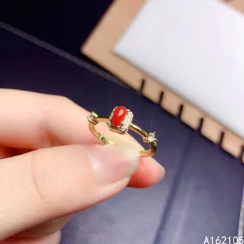 925 Gryno Sidabro Kinų Stiliaus Natūralios Raudonos, Koralų Moterų Prabangus Klasikinis Šviežių Ovalo formos Kolonėlė Brangakmenio Žiedas Fine Jewelry Parama