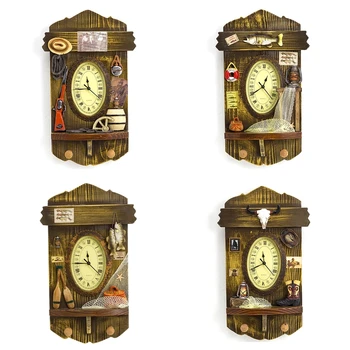 Derliaus Sieninis Laikrodis Kaimiškas Troba Dekoratyvinis LAIKO Laikrodžiai su Kabliukais Namų Biuro Kambarį Apdaila Dovana Prekes