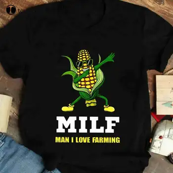 Milf Žmogus aš Myliu Ūkininkavimo Kukurūzų Marškinėliai, Juokingi Ūkininkas Marškinėliai, Ūkininkų Dovana, Juokinga, Kukurūzų Marškinėliai Moterims Medvilnė Tee Marškinėliai Xs-5Xl Unisex