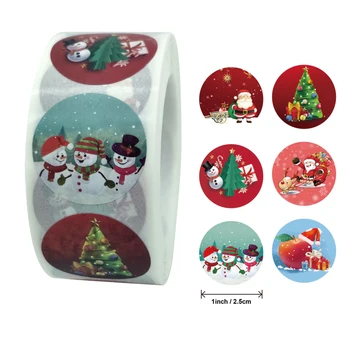 500pcs/Roll 1Inch Kalėdų Lipdukai Kalėdų Medžio Sniego Etiketes, Dovanų Dėžutėje Raštinės Paketas, Papuošalai Navidad Papuošalai 2022 1
