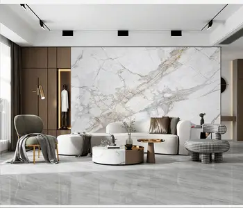 Custom Jazz Balto Marmuro akmens Foto Tapetai Modernus Miegamojo tapetai Gyvenamasis Kambarys su Sofa-lova, TV Foną, Sienų, Sienų danga 1
