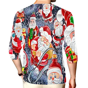 OGKB Kalėdų ilgomis Rankovėmis T-shirt 3D Spausdinimo Mados Santa Claus Negabaritinių 6XL Atsitiktinis Palaidų T-shirt Streetwear Dropshipping 1