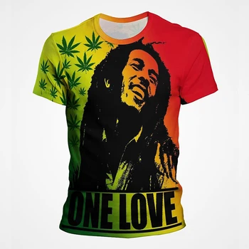 Vasaros trumpomis Rankovėmis vyriški T-shirt Mados 3D Atspausdintas Bob Marley Marškinėliai Vyrams, Atsitiktinis Hip-Hop Viršūnes Streetwear Tee Drabužiai 1