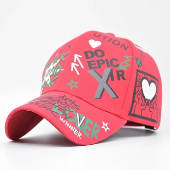 naujas mados Grafiti spausdinimo beisbolo kepuraitę reguliuojama medvilnės hip-hop street skrybėlės Pavasario vasaros lauko laisvalaikio skrybėlę Pora kepurės 1