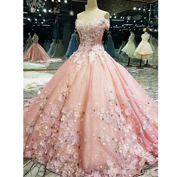 Vestidos 2021 Quinceanera Suknelės Iliuzija Kamuolys Suknelė 3D Gėlės Appliques Zawalcowany Reljefiniai Prom Dresses Vestidos Para Saldus 16 1