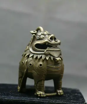 Retas Kinų Bronzos, Vario Palace Liūtas Žvėris Gyvatė Smilkalų Degiklis Censer Statula 1