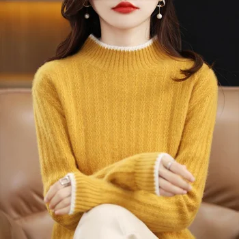 Megztinis rudenį ir žiemą 2022 pusiau aukšto kaklo mezgimo base coat su laisvi ir universalus megztinis ilgomis rankovėmis megztinis moteriška 1