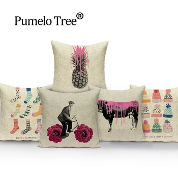 Dviračių rožinė mesti pagalvės, dekoratyvinės pagalvėlės už sofos Karšto Pardavimo padengti pagalvėlė ananasų lino dekoratyvinės pagalvės Dropshipping pagalvėlė 1