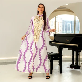 Dubajus Suknelės Prabanga Arabų Siuvinėjimo Kratinys Ilgomis Rankovėmis Turkija Abaja Kaftan Maroko Jellaba Musilm Moterų Suknelė Islamo 1