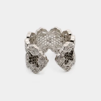amorita boutique italijos amatų nėrinių hollow-out neatsiejama 925 sidabro 18K padengtą platina inkrustacijos cirkonis reguliuojamas žiedas 1