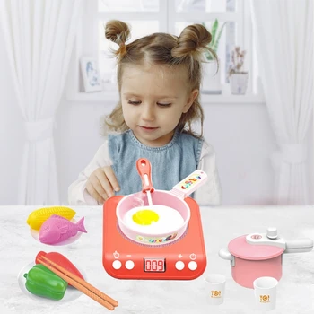 Modeliuojant Virtuvės Valgių Žaislas Lėlių Apsimesti Žaisti w/ Plokštė Dubenį Puode Interaktyvus Bamblys Berniukų, Mergaičių Naudai 1