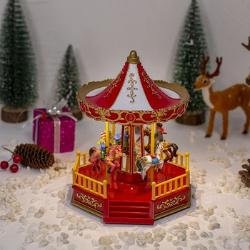 LUDA Kalėdų Dekoracijas Kalėdas Kaime Žėrintis Muzikos Namas Karuselė Apdailos Ornamentu Šalis, Kalėdų Namas 1