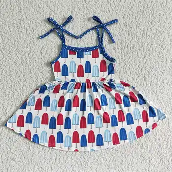 A16-15 Naujų Vaikai Mergina Ledų Spausdinti Suspender Sijonas Vasaros Drabužių Vaikams Boutique Didmeninė Suknelė 1