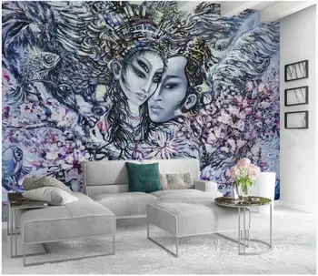 WDBH 3d tapetai pasirinktinius nuotraukų Europos abstrakčiai ranka pieštas pora gėlių namų dekoro 3d sienų freskomis tapetai, sienų ir 3 d 1