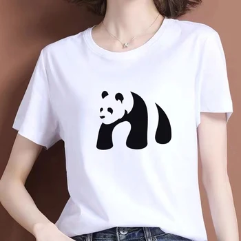 Moterų Marškinėliai Grafinis Panda Dažytos Trumpas Rankovės Atsitiktinis Mados Viršuje, Trišakiai, Panele, Moteris Estetinės Balta Tees Mergaitėms 1