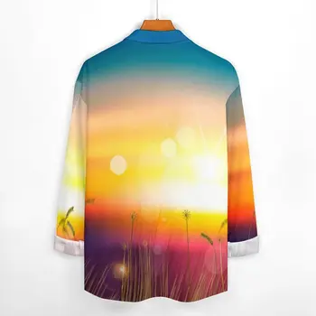 Saulėlydžio Laukų Laisvalaikio Marškiniai Vyrai Šviesus Spausdinti Marškinėliai ilgomis Rankovėmis Mados Y2K Palaidinės Pavasario Grafinis Drabužius Didelis Dydis 2