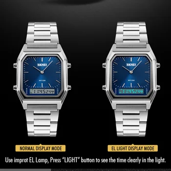 Dvigubas Ekranas Laikrodžiai Mens Mados LED Skaitmeniniai Laikrodžiai Chrono Signalizacijos Vyrų Laikrodis atsparus Vandeniui Nerūdijančio Plieno reloj hombre SKMEI 2