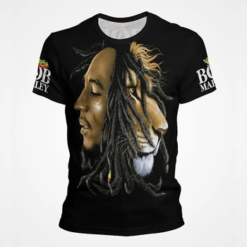 Vasaros trumpomis Rankovėmis vyriški T-shirt Mados 3D Atspausdintas Bob Marley Marškinėliai Vyrams, Atsitiktinis Hip-Hop Viršūnes Streetwear Tee Drabužiai 2
